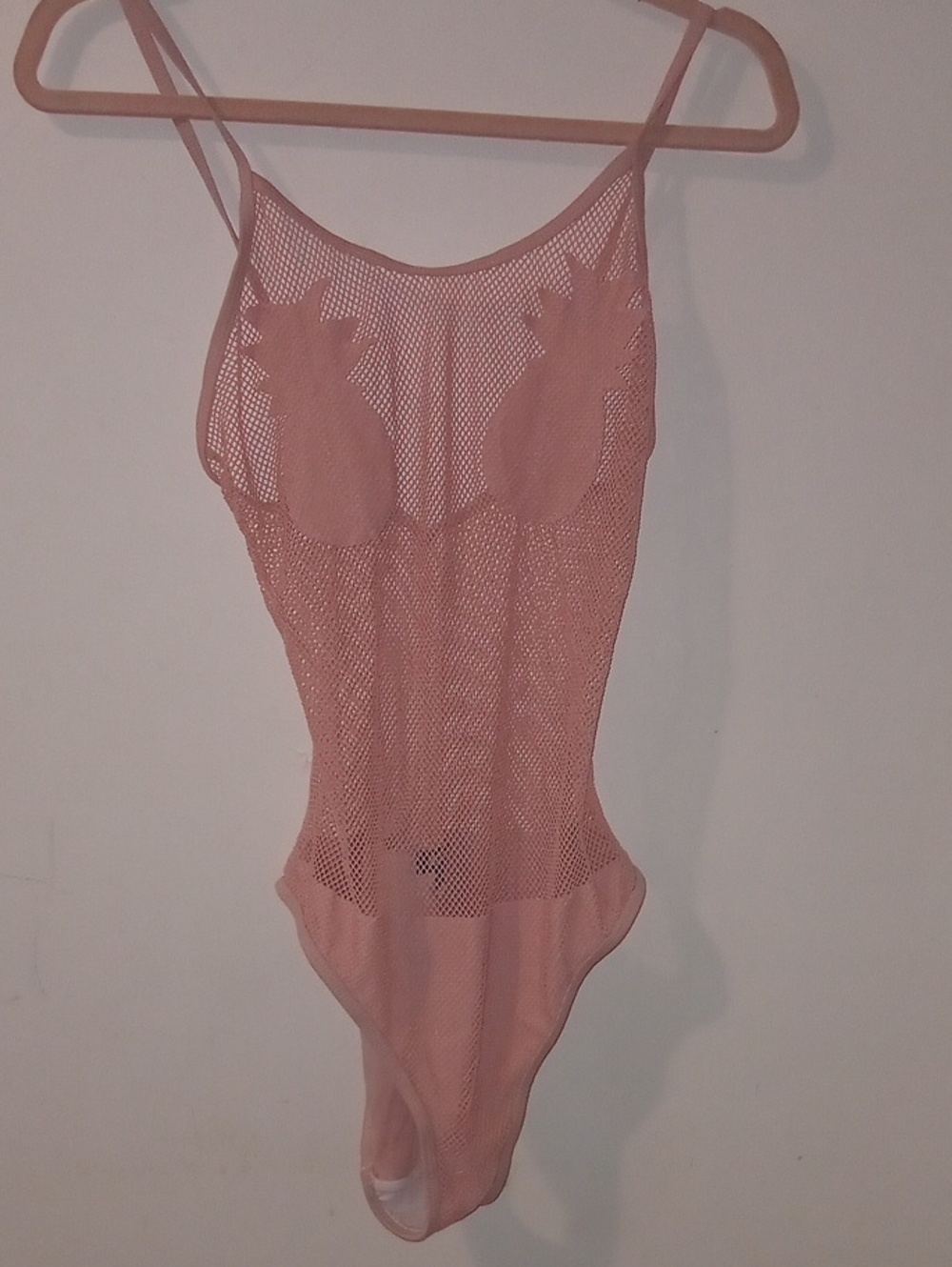 Missguided Sheer Pink Pineapple Mesh Bodysuit